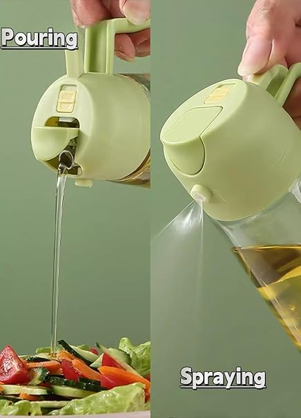 Oil Dispenser Bottle for Kitchen - 2 in 1 Oil Dispenser and Oil Sprayer - 470ml Oil Bottle - Oil Sprayer for Cooking, Kitchen, Salad, Barbecue