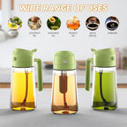 Oil Dispenser Bottle for Kitchen - 2 in 1 Oil Dispenser and Oil Sprayer - 470ml Oil Bottle - Oil Sprayer for Cooking, Kitchen, Salad, Barbecue