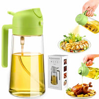 Oil Dispenser Bottle for Kitchen - 2 in 1 Oil Dispenser and Oil Sprayer - 470ml Oil Bottle - Oil Sprayer for Cooking, Kitchen, Salad, Barbecue