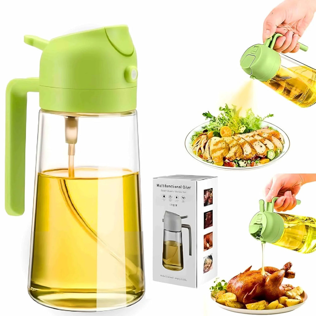 Oil Dispenser Bottle for Kitchen - 2 in 1 Oil Dispenser and Oil Sprayer - 470ml Oil Bottle - Oil Sprayer for Cooking, Kitchen, Salad, Barbecue